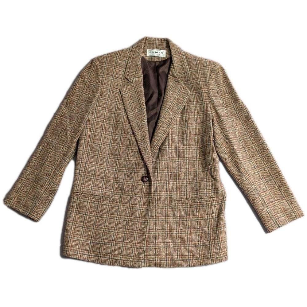 Vintage Dumas Tweed Blazer‎ Womens 8 M Wool Blend USA Academia Jacket